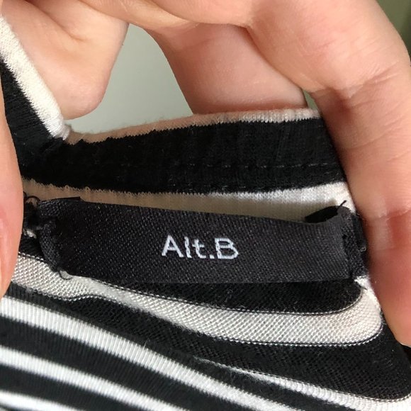 Alt B Maxi Striped Skirt Black and White w/ Slit - Picture 6 of 6